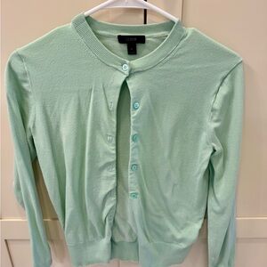 J. Crew Mint Green Button-Up Sweater